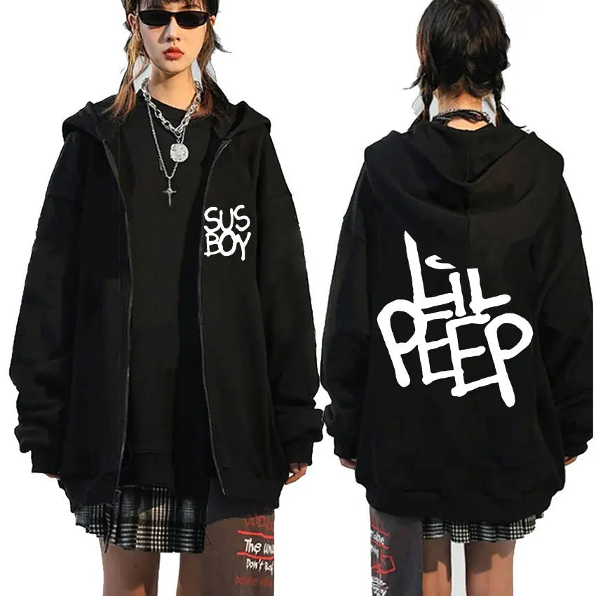 Rapper Lil Peep Graphic Zipper Hoodie