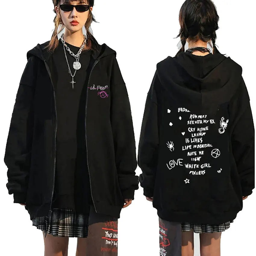 Rapper Lil Peep Graphic Zipper Hoodie