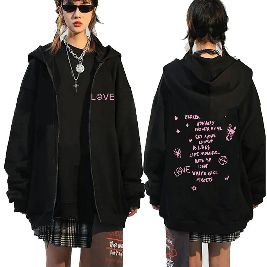 Rapper Lil Peep Graphic Zipper Hoodie