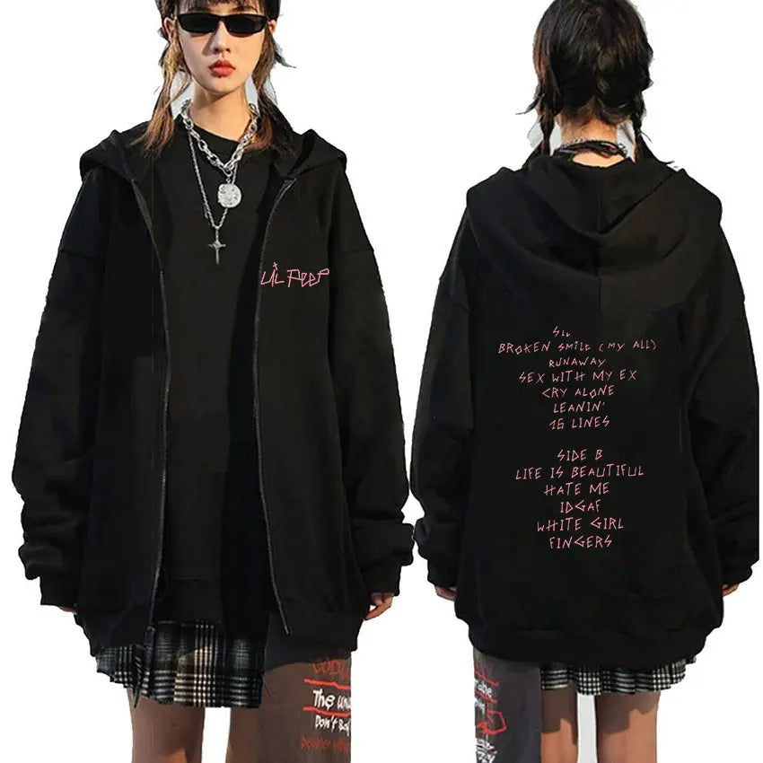 Rapper Lil Peep Graphic Zipper Hoodie